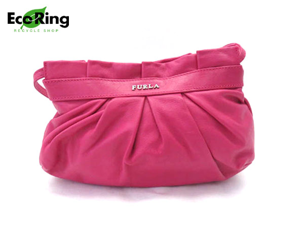 1円 超美品 フルラ マチ無し レザー ハンドバッグ ピンク CH287