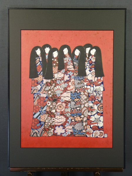 歩】石原日出男 木人形絵 こけし P15号日本画 真筆保証品(人物、菩薩