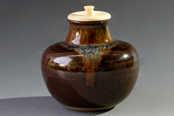古美味】平安 万代喜山造 丸壺茶入 茶道具 保証品 日本古陶