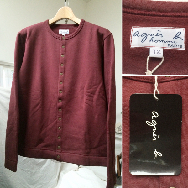 新品 アニエスベー オム スナップカーディガン プレッション T2
