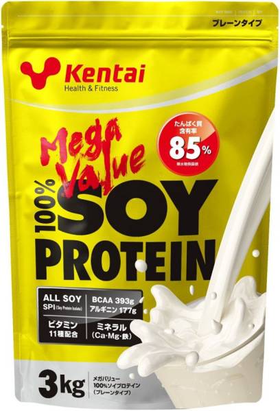 送料無料Kentaiメガバリュー ソイプロテイン プレーンタイプ3kg
