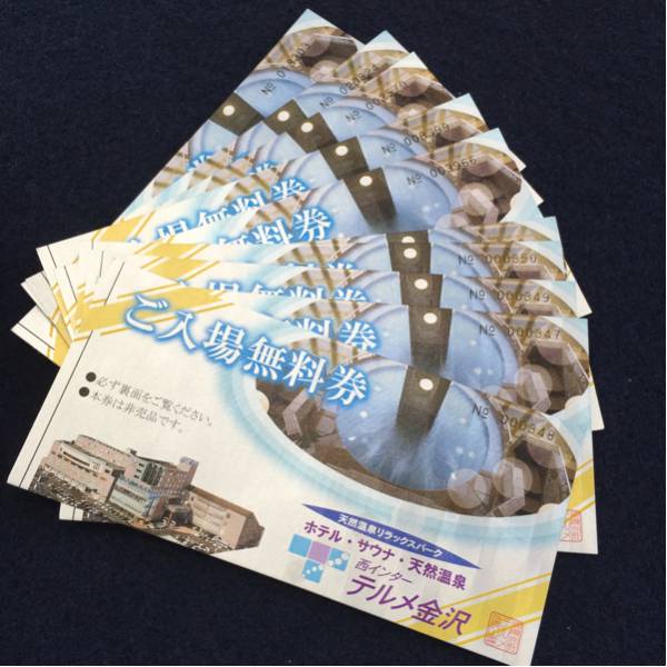 天然温泉 テルメ金沢 ご入場無料券 2016.12.27迄 土日祝