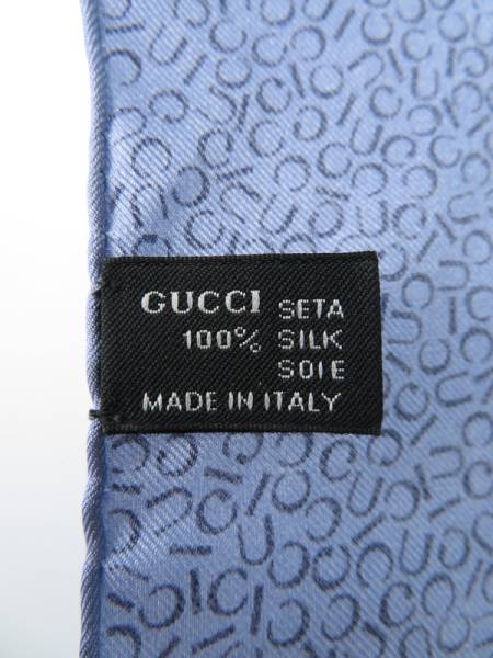 美品 グッチ ポケットチーフ GUCCI ネイビー ブルー シルク 絹 未使用