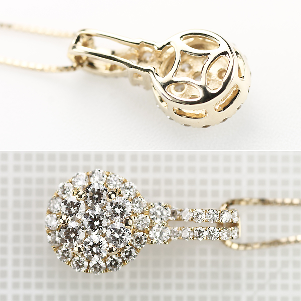 1円～ K18YG ダイヤモンド ペンダントネックレス 0.25ct SELBY