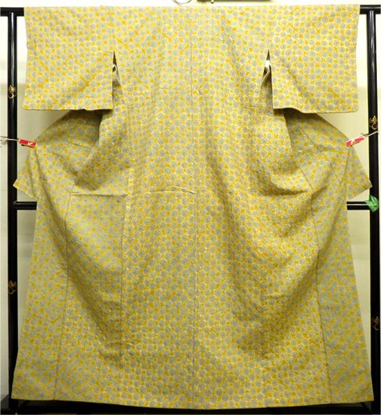訪問着 袷 美品 正絹 グレー 花唐草 M 裄丈65cm 身丈160.5cm