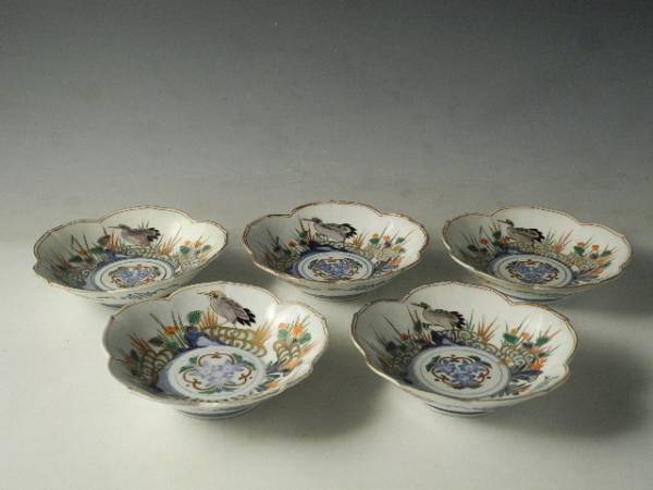 文化遺産オンライン 色絵花鳥文輪花皿 古伊万里 - 安い商品を通販