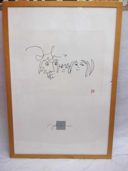 □John Lennon ジョン・レノン 大型 リトグラフ 額縁付き□/B