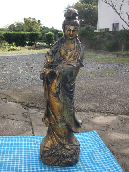 仏像 観音様 観音像 木製 置物 高さ 約90cm 中古 東洋彫刻 彫刻