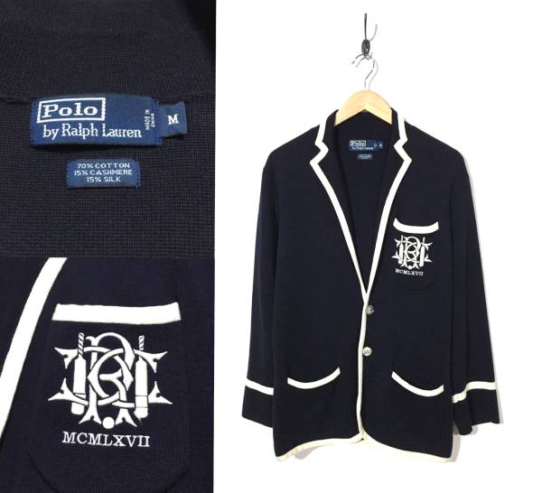 ポロラルフローレン 刺繍 ニットテーラードジャケット M 正規