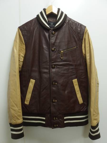 美品良質☆Men's Bigi ラムレザー ボタンスタジャン 羊革 03/L☆