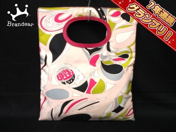 エミリオプッチ ハンドバッグ ピンク×黒×マルチ EMILIO PUCCI EMILIO