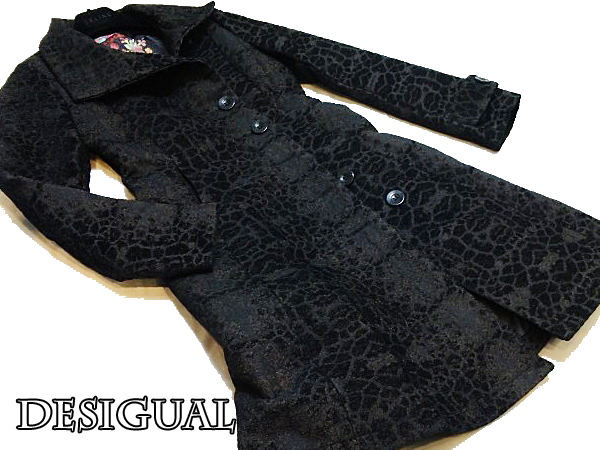 ロングコート コート 総柄 デシグアル カラフル 美品☆Desigual 40 