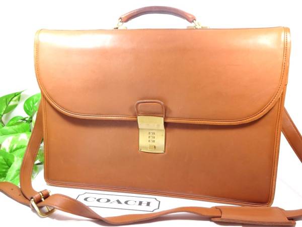 1円★コーチ正規品★ブリーフケース★茶色★ショルダー付