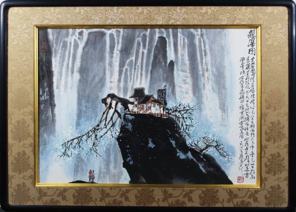 ◇◇中国画壇の重鎮◇張歩◇観瀑図◇原画◇彩墨◇◇ 水墨画 ⁄ 水墨画集