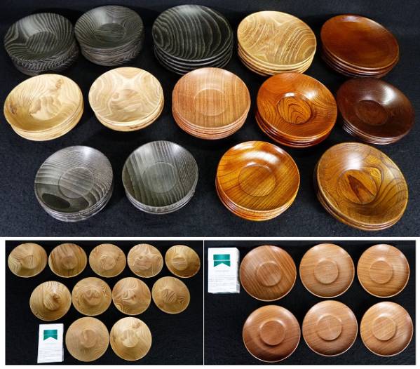 ◇潮風◇茶托 菓子皿72客 伝統工芸士 木地師吉三郎 小西久夫作他