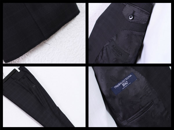 ■Y7665■ADMIX アトリエサブ 伊TRABALDO TOGNA地スーツA4 濃灰