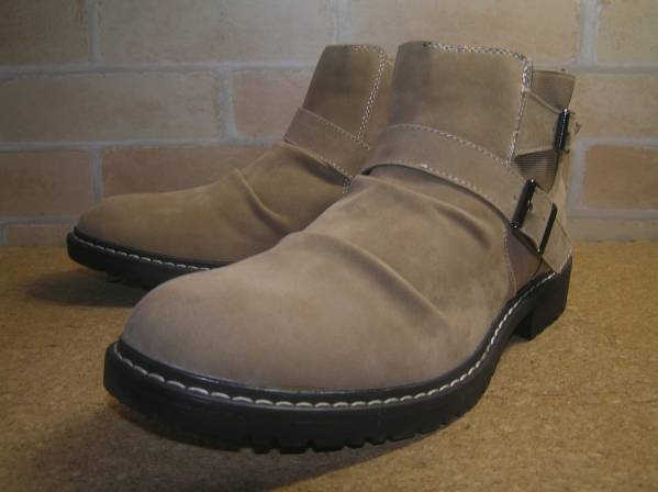 Bracciano内側ジップサイドゴアダブルベルトブーツ Beige 27cm