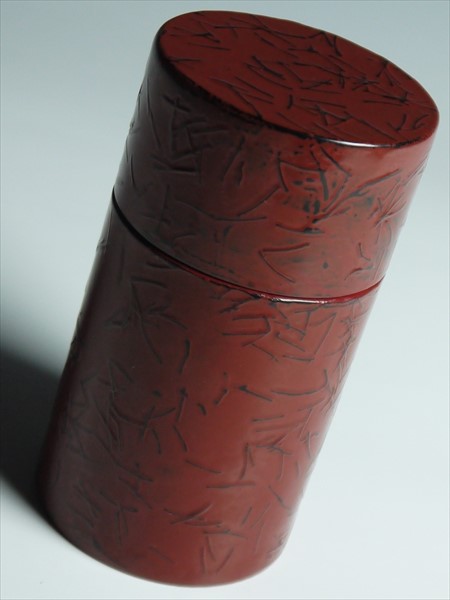 K812 天然木 漆塗 乾漆 古代朱 茶筒