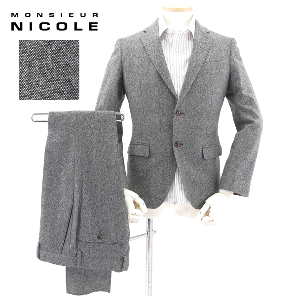 新品 MONSIEUR NICOLE ムッシュニコル ツイード 2つ釦 スーツ 44
