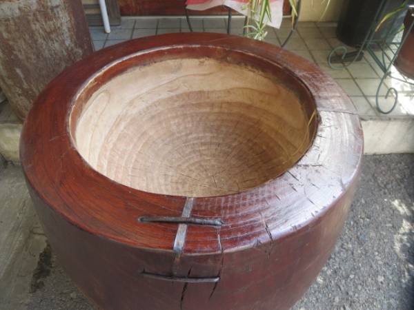 ＊アンティーク＊欅　ケヤキの太鼓型の臼と杵　