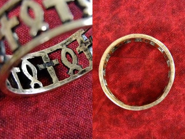 Vintage キリスト 十字架 イクトゥス シルバー リング 指輪 28号