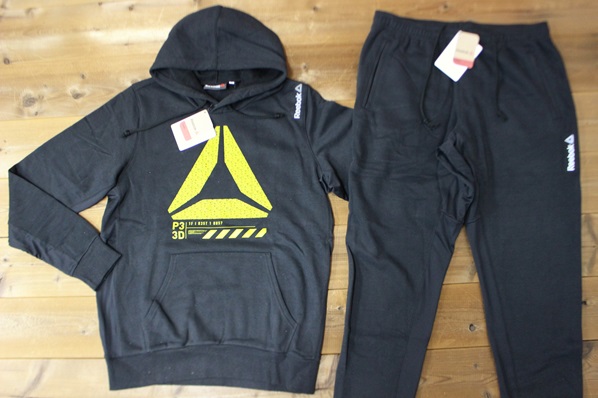 ★Reebok 新品 スウェットパーカー上下セット 黒[SET3717-L]二