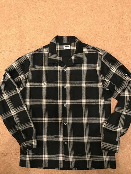 RATS チェック　ウールシャツ　黒　Mサイズ