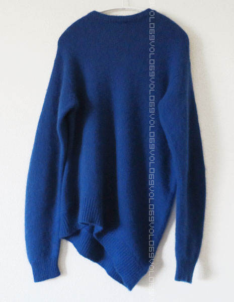 セリーヌCELINEカシミア モヘア カーブ アシメ ニットSブルー