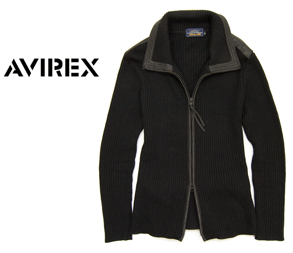完売! アヴィレックス AVIREX 羊革使用 ダブルジップニット/焦茶