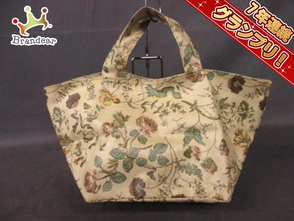 ハグオーワー トートバッグ アイボリー×ライトグリーン×マルチ