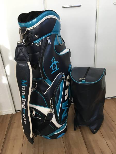 訳有 マンシング ウェアー キャディーバッグ ブルー 青 9.5型