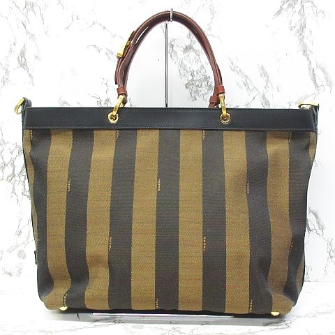 【極美品】フェンディ トートバッグ ペカン柄 ビッグロゴ サークル FF A4可 フェンディ 美品 ペカン柄 トート バッグ ショルダー カーキ×黒