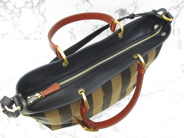 フェンディ 美品 ペカン柄 トート バッグ ショルダー カーキ×黒