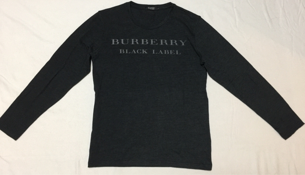 100%バーバリーブラックレーベル◆BURBERRY BLACK LABEL◆【★極みブラレデカ文字★】爽やかイケメン◆濃いグレーロンTシャツ