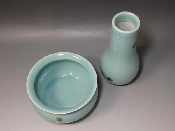 ◇茶道具 茶器【飛青磁 皆具】京焼 西尾瑞豊/木箱入 西尾
