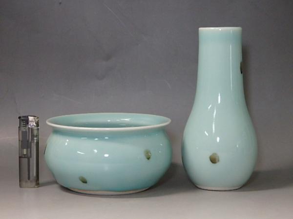 ◇茶道具 茶器【飛青磁 皆具】京焼 西尾瑞豊/木箱入 西尾