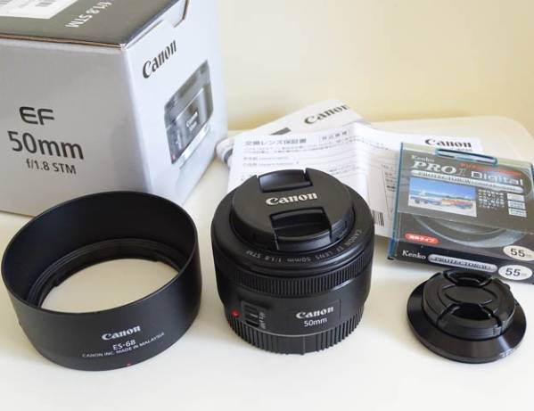 【良品】Canon EF 50mm F1.8Ⅱ　純正フード＆保護フィルター付 Canon EF50mm F1.8 STM 美品 フジツボフード フィルター付き 【公式通販】