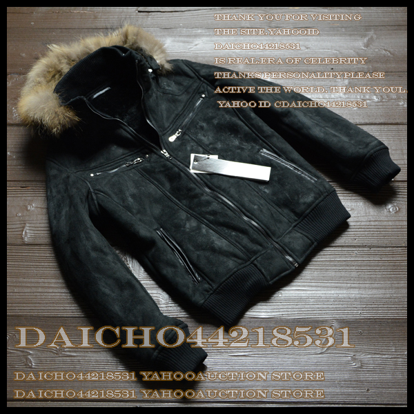 新品１円~■高級*メンズムートンRealファージャケット*黒/XL紳士