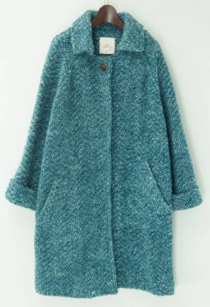 F7093*ザラZARA*ラグラン◎ウール×モヘア混ロングニットコートM