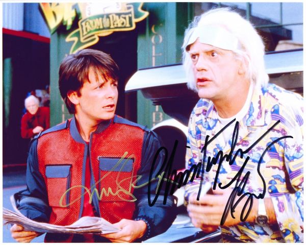 マイケル・J F クリストファー・ロイド 直筆サイン写真 2455