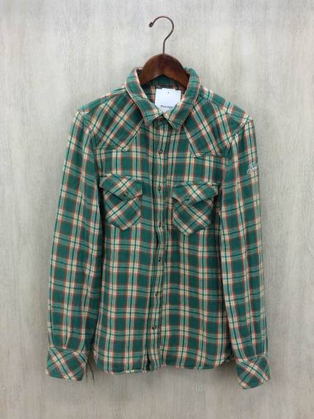 TMT◆ネルシャツ/L/コットン/GRN/チェック