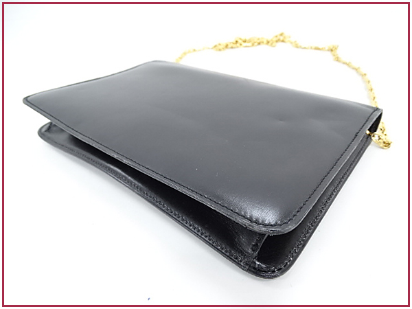 1円 本物 セリーヌ レザー チェーン ショルダーバッグ 黒系