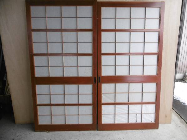 千本格子戸 2枚組 建具 中古の千本格子戸2枚 引き戸