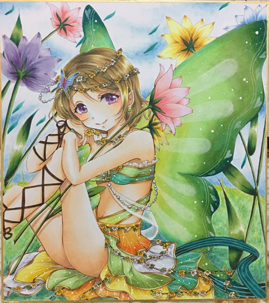 色紙】同人 手描きイラスト ラブライブ 妖精の国編 花陽