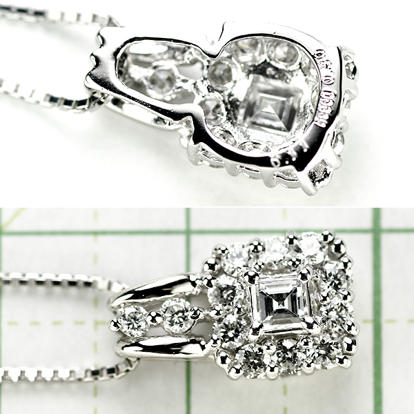 1円～ Pt ダイヤモンド ネックレス 0.11ct D0.30ct SELBY パープル