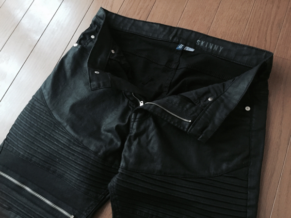 新品 DIVIDED H&M ジッパー バイカー スキニー コーティング パンツ 