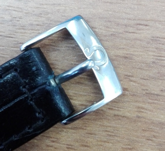 OMEGA シルバー尾錠 取付幅16mm （黒革ベルトおまけ）