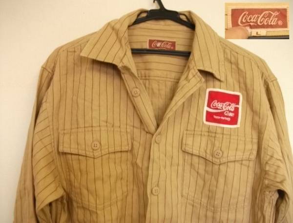 Coca Cola コカコーラ ワッペン付きストライプワークシャツ 作業服 ベージュ L ヴィンテージ ビンテージ Usa古着 Lサイズ 売買されたオークション情報 Yahooの商品情報をアーカイブ公開 オークファン Aucfan Com