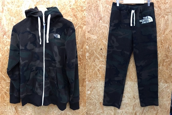 1円スタート THE NORTH FACE リアビューカモフリースフーディ＆フロントビューカモフリースパンツ Ｍサイズ　パーカー セットアップ