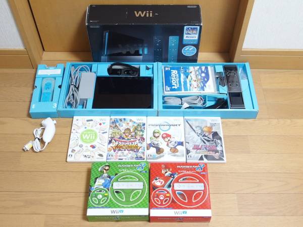 新作，セール すぐに遊べるWii一式 マリオカート含む5本 ハンドル2個 Wii リゾートセット 管理21(Wii本体)｜売買されたオークション情報、yahooの商品情報をアーカイブ公開 - オークファン Wii本体